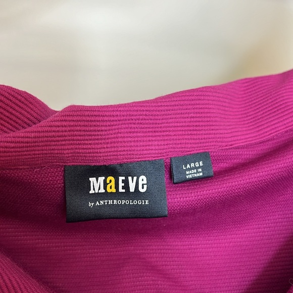 Anthropologie Maeve Magenta Ribbed Off The Shoulder Top- L - Picture 4 of 5